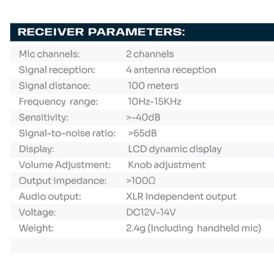 مشخصات میکروفون بی سیم دو کانال GA-JP300 سری 2.4G