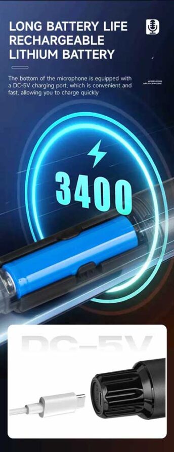 میکروفن بیسیم GA-JP300 سری UHF با باتری لیتیومی قابل شارژ