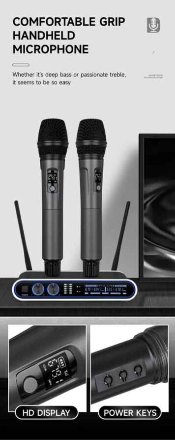 میکروفن بیسیم دو کانال مدل GA-JP300 سری UHF 