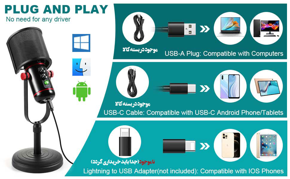 نقشه کابل های همراه میکروفن ga200usb