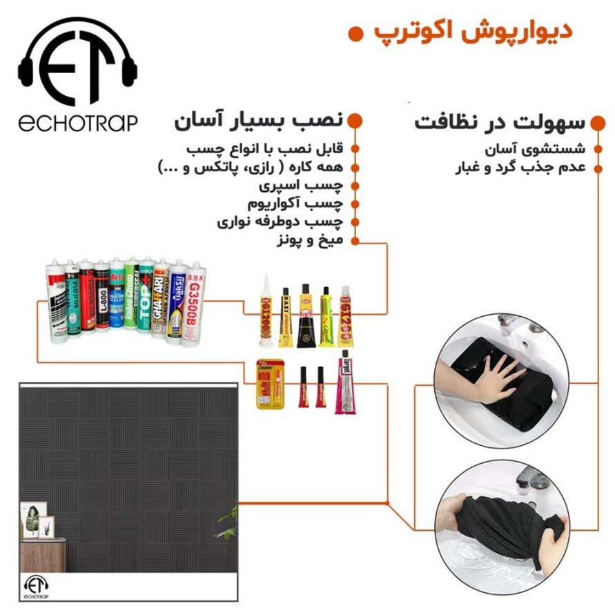 نحوه نصب پنل آکوستیک و دیوارپوش اکوترپ مدل para50.50